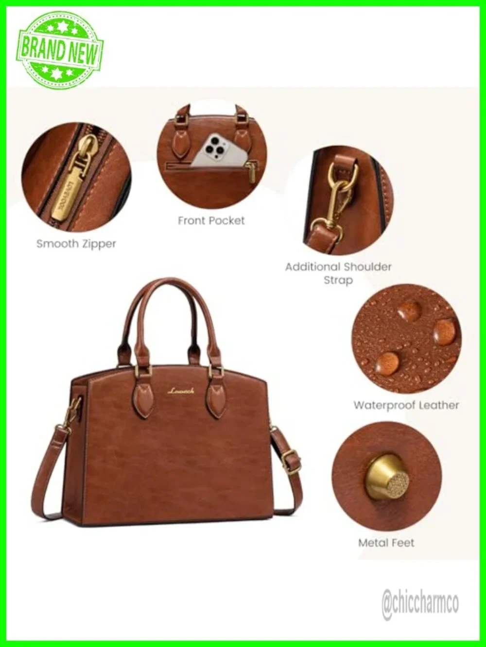 Vintage PU Leather Satchel Bag Women Faux Leather Tote Shoulder Crossbody